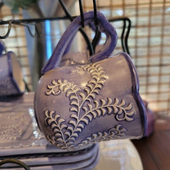 Lavender coffee cup with plate set - Picture 2 of 5